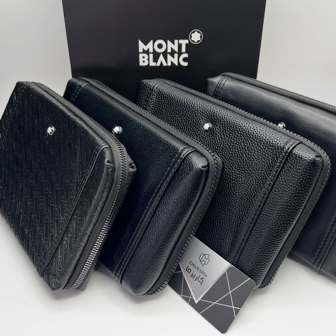 کیف چرم مردانه تک زیپ مونت بلان مدل پاسپورتی تنوع طرح چرم | Montblanc passport bag